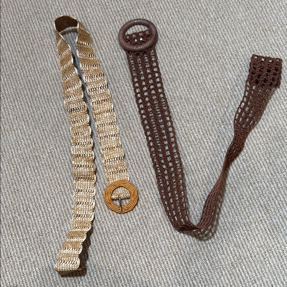 Woven Beige and Brown Belts